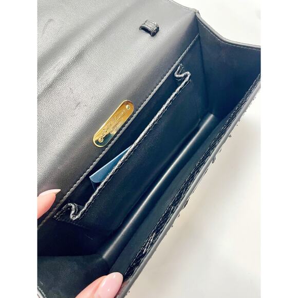 Ralph Lauren Python Clutch Bag Exotic Black Gold - Picture 8 of 15